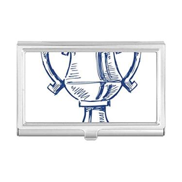 Imagem de Porta-cartões de visita azul troféu de campeonato de futebol