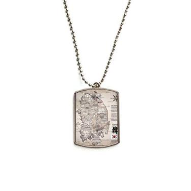 Imagem de 1945 Coreia do Sul Mapa dos Marcos Corrente de Aço Inoxidável Colar com Pingente para Cachorro