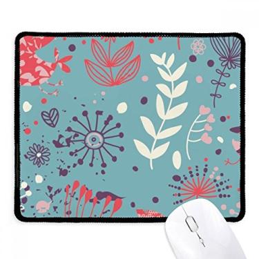 Imagem de Blue Leaf Flower Plant Paint Mousepad com borda costurada Tapete de borracha para jogos