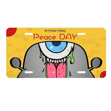 Imagem de DIYthinker Placa de carro com monstro de Halloween Universo e alienígena Decoração de carro Dia da Paz