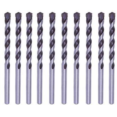 Imagem de Conjunto de brocas de alvenaria de 6 mm (1/4") ponta de carboneto preta/branca broca de concreto - 10 peças