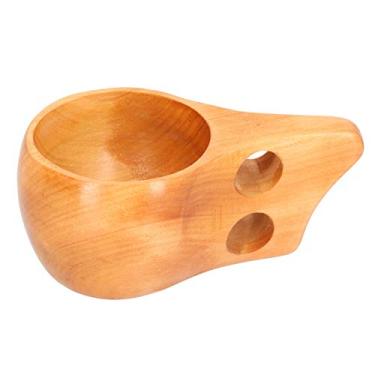 Imagem de Xícara de café, xícaras de café de madeira, xícara de chá de madeira com alça de café para beber chá e cerveja (orifício duplo, azul)