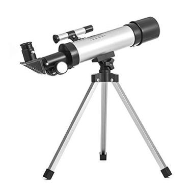 Imagem de Domary Telescópio astronômico Telescópio portátil compacto com ampliação de 90 vezes e tripé ajustável do Finder Scope para crianças iniciantes