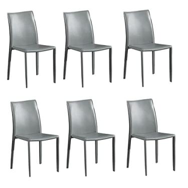 Imagem de Kit 6 Cadeiras Revestimento Pvc Amanda Rivatti Móveis Cinza