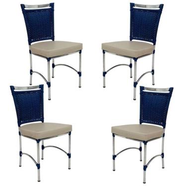 Imagem de 4 Cadeiras em Alumínio e Fibra Sintética JK Cozinha Edícula