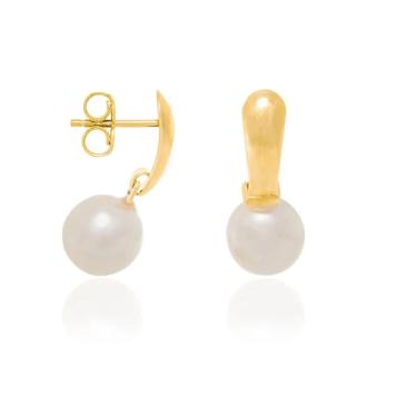 Imagem de Brinco Rommanel Folheado Ouro Base Lisa Com Pérola 522093-Feminino