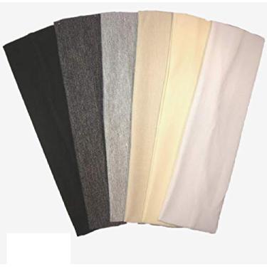 Imagem de Bandanas de algodão, pacote com 6 faixas elásticas para ioga, macias e elásticas, esportivas, para adolescentes e meninas da Kenz Laurenz (6 faixas de algodão de 5 cm - Ombre preto)