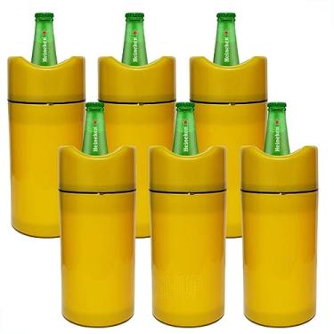 Imagem de Porta Garrafa Termico 600ml Camisinha Para Cerveja Kit 6 Unidades Isopor Cerveja Para Bar Restaurante Lanchonete (Amarelo)