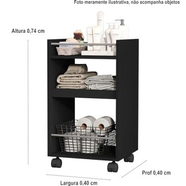 Imagem de Prateleira Organizadora Com Rodizio Amaon Cor Preto - JM Casa dos Moveis