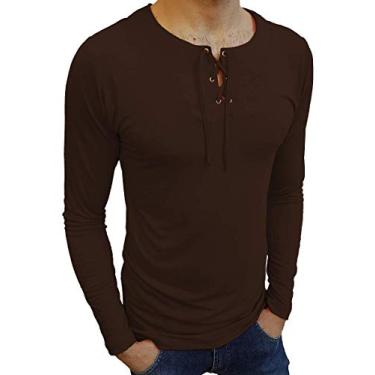 Imagem de Camiseta Bata Básica Manga Longa cor:marrom;tamanho:g
