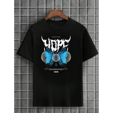 Imagem de Camiseta Masculina Preta 100% Algodão Butterfly Hope - Oahu Camisetas