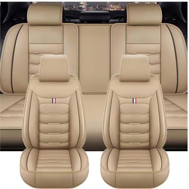 Imagem de Conjunto completo de capas de assento de carro para Audi A1 Coupe 2 portas 2010 2011 2012 2013 2014 2015, 5 lugares antiderrapantes à prova d'água respirável protetor de assento de assento de couro acessórios, bege