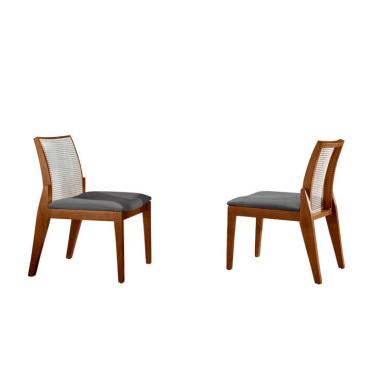 Imagem de Conjunto com 2 Cadeiras Siena Bouclé Cinza e Imbuia Natural