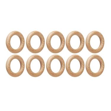 Imagem de Anel de Madeira, Superfície Lisa 30 Unidades de Anéis de Madeira de Faia Durável, Artesanato Gratuito para Bricolage (6,5 cm)