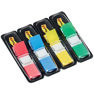Imagem de Post-it Bandeiras pequenas de 12 x 43 mm, 4 cores – multicoloridas, pacote com 140 bandeiras