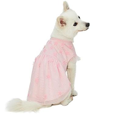 Imagem de Vestido de tule para cachorro Blueberry Pet 2019 New My Little Princess em rosa bebê com flor delicada, comprimento das costas 25,4 cm, pacote com 1 roupa para cães