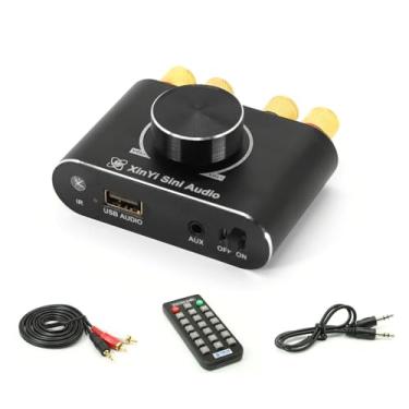 Imagem de CIADAZ Amplificador de potência de áudio sem fio 50W+50W BT 5.1 Amplificador de som portátil Amplificador de alto-falante para carro e casa