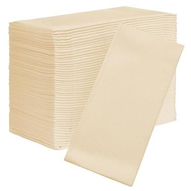 Imagem de Guardanapos de papel para jantar em casa americano, com linho ecológico, decorativo de 40 x 40 cm, ideal para festas ou recepção de casamento. Composto espesso absorvente Bio e reciclagem (marfim)