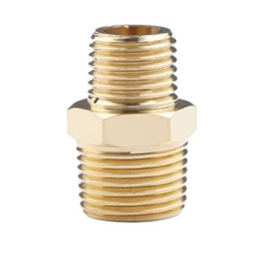 Imagem de U.S. Solid Encaixe de tubo de latão, bico hexagonal redutor, conector NPT macho de 1,9 cm x 0,6 cm, adaptador resistente (1 peça)