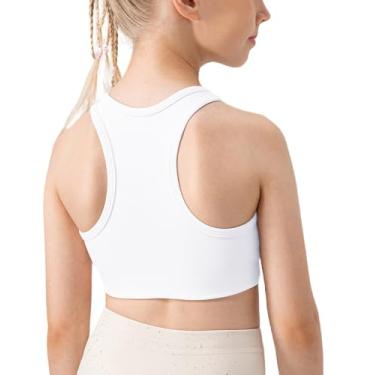 Imagem de Camiseta regata atlética para meninas com costas estilo nadador sem mangas para dança acolchoada para ioga e treinamento esportivo para meninas, Branco marfim, 5-6 Anos