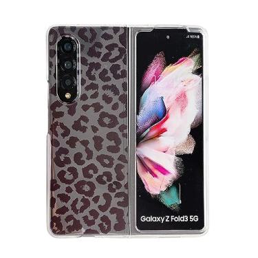 Imagem de Peachy Life Capa para Samsung Galaxy Z Fold 5, estampa de leopardo preto divertido estilo estampa animal capa rígida protetora transparente compatível com Samsung Galaxy Z Fold 5 (manchas de leopardo)