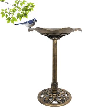 Imagem de Fonte antiga de banho com pedestal para decoração de jardim e exterior | 68 cm de altura | Estilo de almofada de lírio de aço