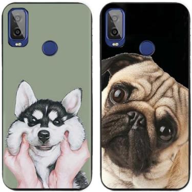 Imagem de 2 peças Husky Pug Dog impresso TPU gel silicone capa de telefone traseira para Alcatel Series (Alcatel 1L 2021)