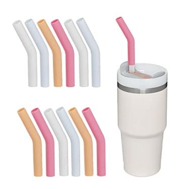 Imagem de 12 peças de topo de palha para copos Stanley Adventure Quencher, pontas de canudo reutilizáveis para canudos de 1 cm de diâmetro