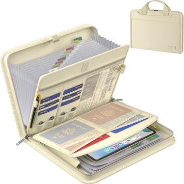 Imagem de Organizador de arquivos sanfonado ENGPOW, pasta de arquivos expansível à prova de fogo com vários bolsos, bolsa organizadora de documentos com 13 bolsos com alça e etiquetas, armazenamento seguro para