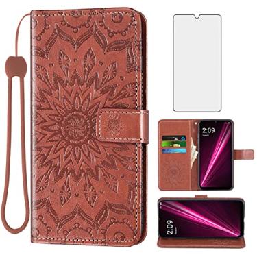 Imagem de Capa de telefone para carteira T-Mobile Revvl 6 5G 2022 com protetor de tela de vidro temperado e capa flip fina de couro com suporte para cartão Tmobile Revvl6 Revel Tmo Revell Rebel 65G TCL Revll6