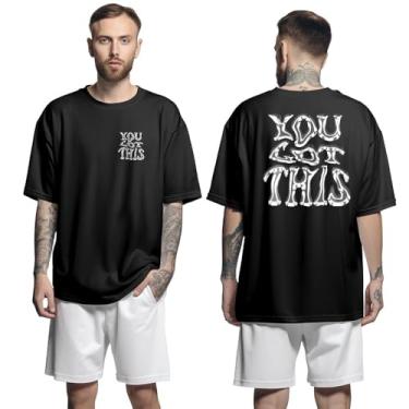 Imagem de Camisa Camiseta Oversized Streetwear Genuine Grit Masculina Larga 100% Algodão 30.1 You Got This - Preto - M