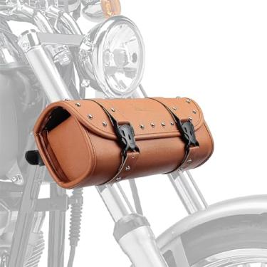 Imagem de KEMIMOTO Alforje universal – Bolsa de garfo de motocicleta de couro PU impermeável para garfo dianteiro, guidão, armazenamento Sissybar