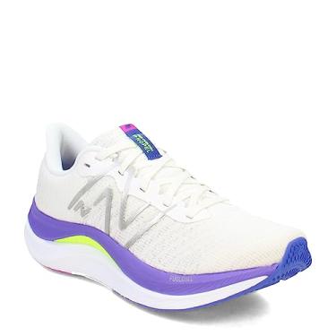 Imagem de New Balance Tênis de corrida feminino FuelCell Propel V4, Branco/Indigo elétrico/30 watts, 39