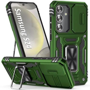 Imagem de SEFING Capa de telefone para Samsung S24 Capa de celular Samsung Galaxy S24 com capa para lente da câmera, com suporte de anel, suporte magnético para carro, para Samsung Galaxy 24 (verde oliva)