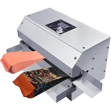 Imagem de Máquina seladora de banda contínua, seladora térmica com ajuste de temperatura e velocidade, máquina seladora automática de saco plástico horizontal para doces de pão caseiros e comerciais,