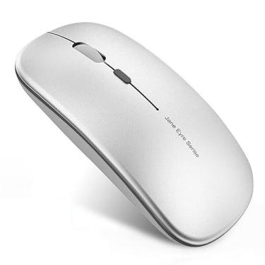 Imagem de Mouse Q5 Slim Recarregável Sem Fio, 2,4 G Portátil Óptico Silencioso Ultra Fino para Computador Sem Fio com Receptor USB e Adaptador Tipo C, Compatível com PC, Laptop, Notebook, Desktop (Prata)