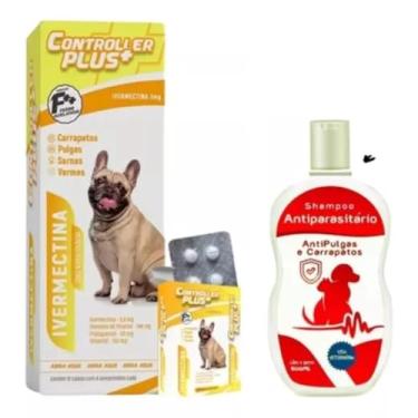 Imagem de Controller Plus - Remédio Anti Pulgas, Carrapatos, Vermes E Sarnas 48 Comp 15kg + Shampoo 7 em 1