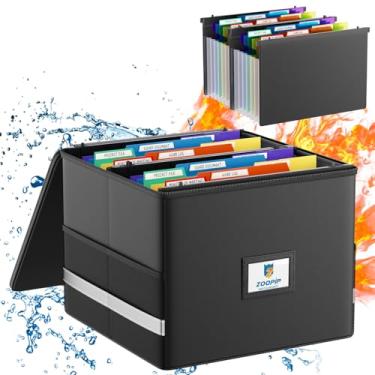 Imagem de ZOOPIP Caixa de arquivos à prova de fogo com pastas suspensas, organizador de arquivos para pendurar, tamanho carta (A4)