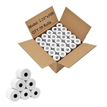 Imagem de OausTect Rolos de papel térmicos de 5 cm x 1,5 m, 50 rolos de papel para recibos, serve para impressora térmica POS, caixa registradora, máquina de cartão de crédito, livre de BPA, branco