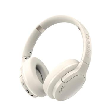 Imagem de Basike Fone de Ouvido Bluetooth, ANC Cancelamento de Ruído Ativo Headphone Bluetooth 5.3+EDR, Som Surround 3D, Headset com Microfone, Certificação Hi-Pure Audio, 30 horas reprodução, Y6 (Branco)