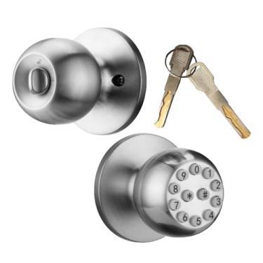 Imagem de Maçaneta de porta com teclado, maçaneta de porta com código, maçaneta de porta com fechadura com alça para apartamento, depósito, garagem, Argento