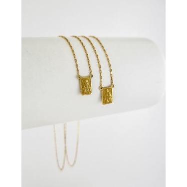 Imagem de Escapulário Masculino Tijolinho 9x6 70 Cm S Face Ouro 18k - JOIE JOIAS