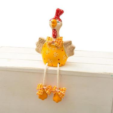 Imagem de Enfeite Cerâmica Galinha Crista Pés Balançando Decoração Casa - Maryla