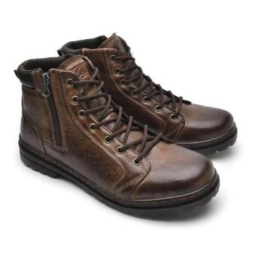 Imagem de Bota Masculina Couro Legitimo Marrom Adulto Coturno Vacanza Laroche Zí