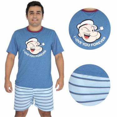 Imagem de Pijama Masculino Short Curto Camisa Manga Curta Dia dos Pais Popeye - 