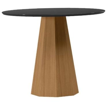 Imagem de Mesa De Jantar 100x100 Cm Isis Com Vidro Ype Preto - New Ceval
