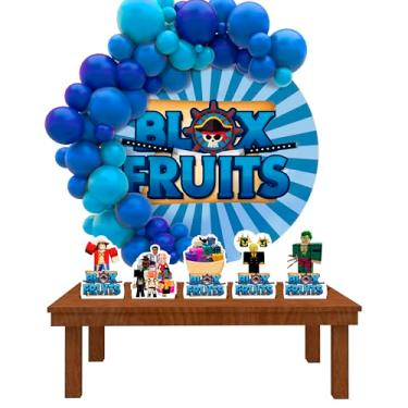 Imagem de Kit Decoração Painel Redondo Festa de Aniversário Infantil Blox Fruits