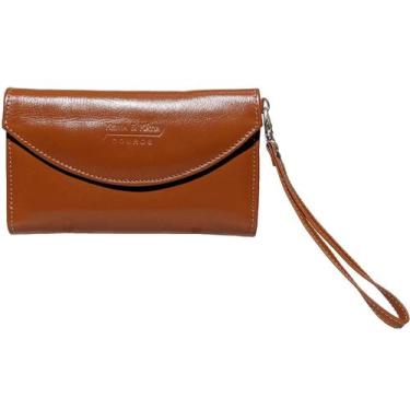 Imagem de Carteira de mão feminina alça removível estilo clássico em couro porta