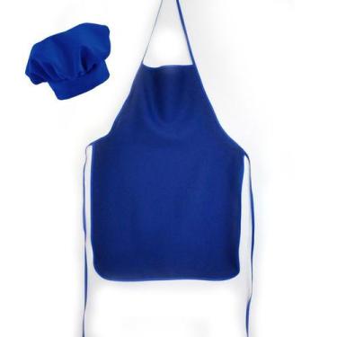 Imagem de Avental Liso De Oxford Com Chapéu De Cozinheiro Azul - Recanto da Cost