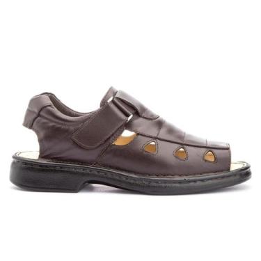 Imagem de Sandália Masculino Couro Legitimo Chinelo Qualidade Verão Confort 1200